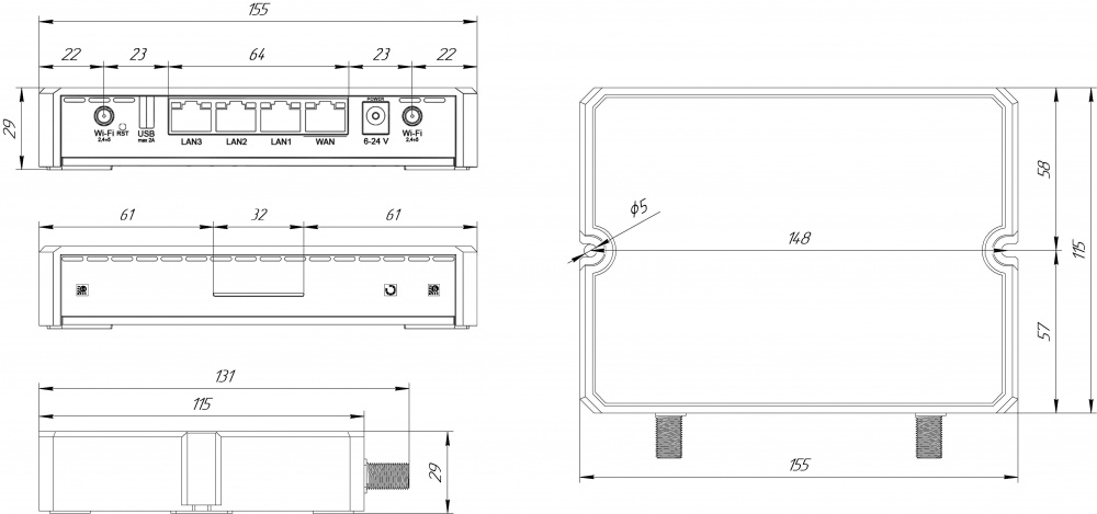 WiFi Роутер Kroks Rt-Cse G, WiFi 2,4+5 ГГц
