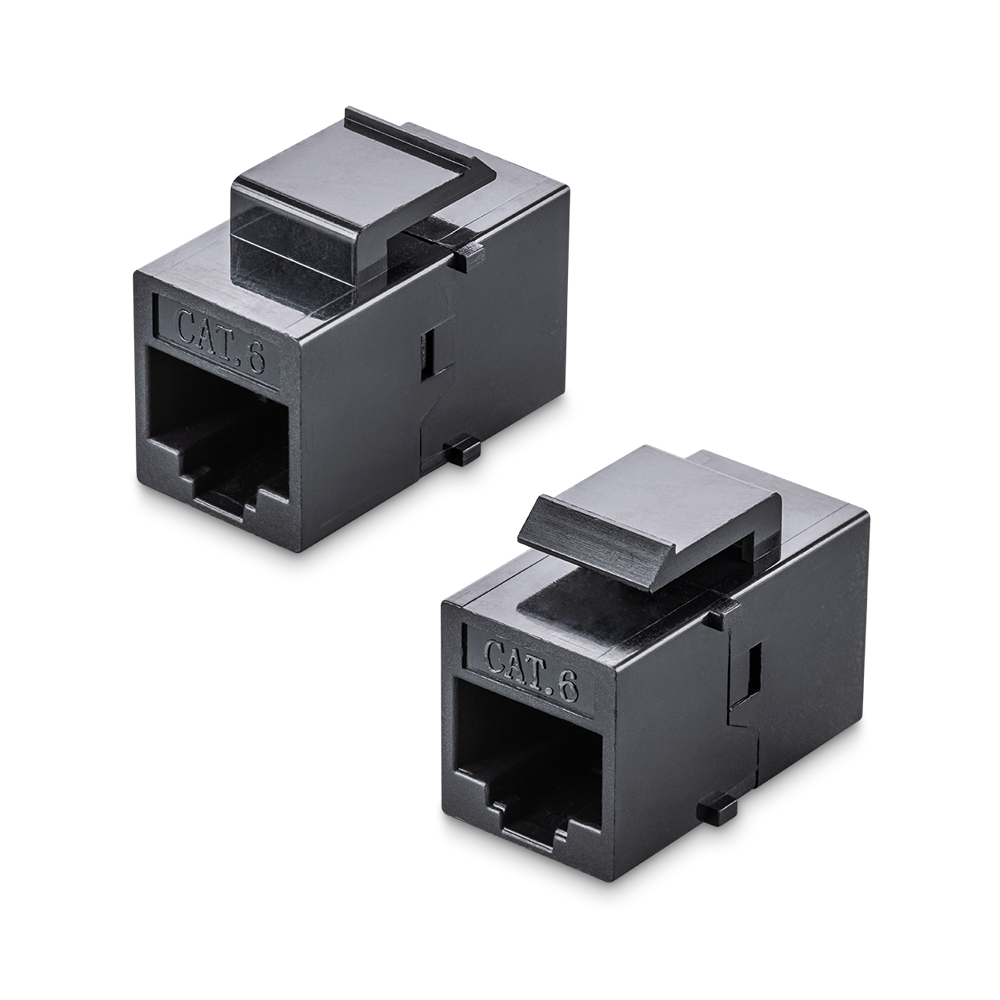 Переходник RJ45, CAT6, 8P8C, 1000 Мбит/с, гнездо-гнездо, черный